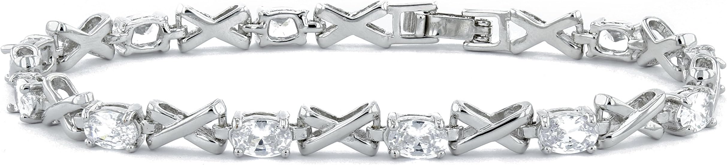 “Kisses” Silver Tennis Bracelet for Women with Cubic Zirconia (cz) Swarovski ® crystals