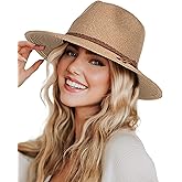 FURTALK Sun Hats for Women Summer Wide Brim UV UPF 80+ Panama Fedora Foldable Packable Straw Beach Hat