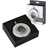 Viski Scope Stainless Steel Round Liquor Flask with Glass Viewing Window, Modern Design Leakproof Pocket Flask for Whiskey, Vodka, Tequila, Travel, Camping, Gifts for Men and Women, 5 oz, Set of 1