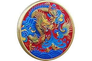 YAKIN SHOP Chinese Traditional Culture Zodiac Colorful Holy Loong Lucky Coin Lottery Ticket Scratcher Tool Lucky Charms Challenge Coin