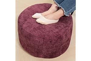 Beawelkomjo Pouf Ottoman Foot Rest Living Room Decor Floor Pouf Lightweight Modern Stuffed Poof Foot Stool 20x12 Inches Perfect Underdesk Foot Rest for Office (Burgundy)
