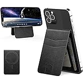 Anpdasi Magnetic Phone Wallet Strong Magnetic Wallet for iPhone 15/14/13/12 Series for Magsafe with Adjustable Stand, 4 Card Holder, RFID Blocking, Vegan Leather (Black)