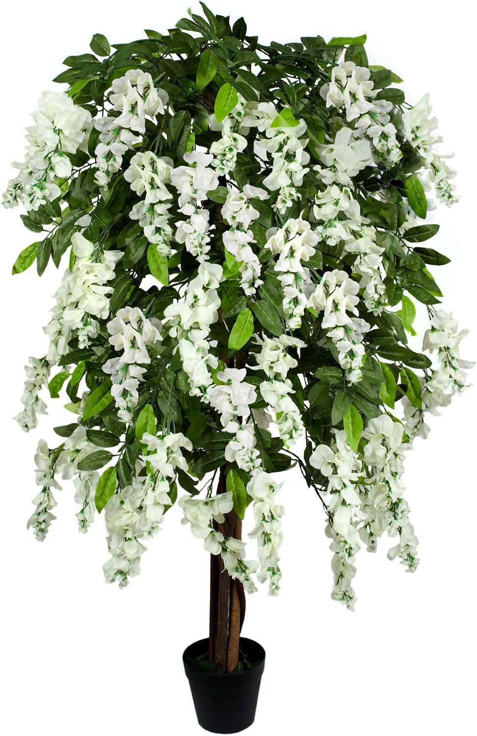 Artificial White Wisteria Tree 150cm/5ft Potted Plant, White Tree 5ft, 152.4 cm