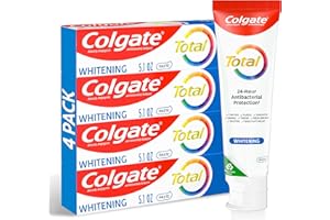 Colgate Total Whitening Toothpaste with Fluoride, 10 Benefits Including Sensitivity Relief and Stain Removal, Mint, 5.1 ounce