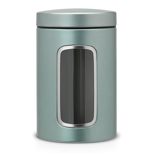 Brabantia Window Canister Set, 1.4 L Brilliant Steel, 3 Pieces