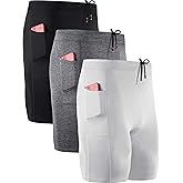 NELEUS Men's 3 Pack Running Compression Shorts with Pockets