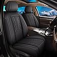 IKABEVEM 2PCS Front Leather Car Seat Covers Fit for Mitsubishi Eclipse Cross 2018-2025 Waterproof and Anti Staining Auto Protector Car Seat Covers (Black)