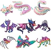 9PCS 3D Printed Animals Dragon Collection Kids Toys - Inclued 3D Printed Dragon with wings,Snake,Spider,Mammoth,Dog,Dinosaur,3D Printed Stuff Desk Toys Kids Birthday Gifts for Home Office Decor
