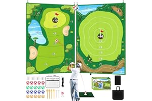 FUSPWEAO Double-Side Chipping Game Set, Chip Golf Game with Practice Mats, 20 Balls, Backyard Golf Game Set, Indoor Outdoor Family Game