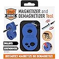 Magnetizer Demagnetizer Tool for Screwdrivers and Bits with Carabiner Hook for Keychains or Belt Loops (Blue)