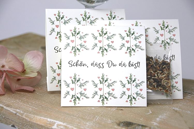 Verschiedene SETS Gastgeschenk zur Hochzeit, Konfirmation, Kommunion, Taufe, Geburtstag inkl. Blumensamen - Tischkärtchen, Pl