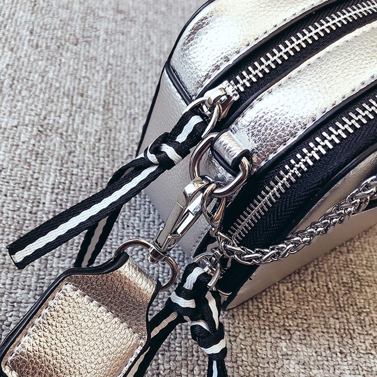 XMRS Cat Crossbody Bag for Women,Sequins PU Leather Shoulder Bag Medium Purse W / Wide Strap