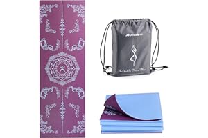 Avoalre Foldable Yoga Mat High Density 6mm/5mm Thick - Non-Slip Exercise Mat for Pilates, Eco-Friendly Large Print Fitness Mat with Carrying Bag for Women/Men Home Workout & Travel