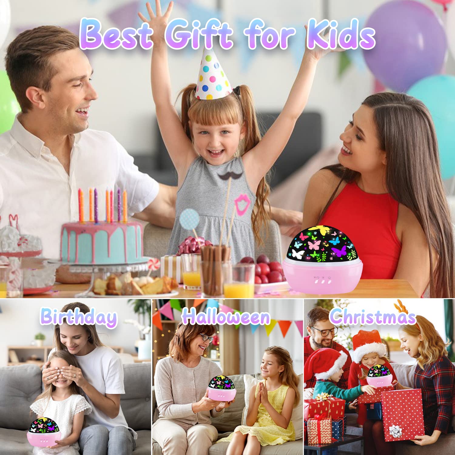 Butterfly Decorations Toddler Toys for 3-8 Year Old Girls, 16 Colors Star Projector Butterfly Night Light, Butterflies Party Room Decor, Christmas Easter Birthday Kids Toys Gifts for Girls Age 5-12