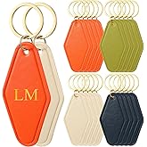 RattanView 20 Pcs Motel Leather Keychain, Motel Hotel Sublimation Blank Keychains, Personal Vintage Office Supplies for DIY and Blank Luggage Tag