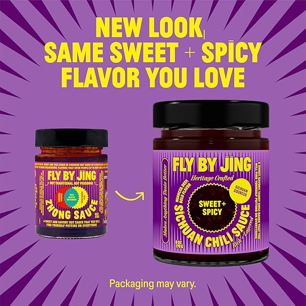 FLYBYJING SWEET + SPICY SICHUAN CHILI SAUCE: PERFECT FOR NOODLES, PROTEINS, VEGGIES, FISH, DUMPLINGS AND EVERYTHING ELSE – HOT SAUCE, MARINADE AND GLAZE MADE W/PREMIUM CHILIS – VEGAN, 6OZ (PACK OF 1)