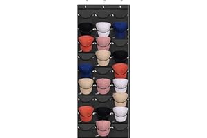 Tiblue Hat Rack for Baseball Caps, 27 Pockets Organizer, Hanging Over the Door Storage Closet Wall with Large Clear & 3 Hooks Holder Hanger for Sport