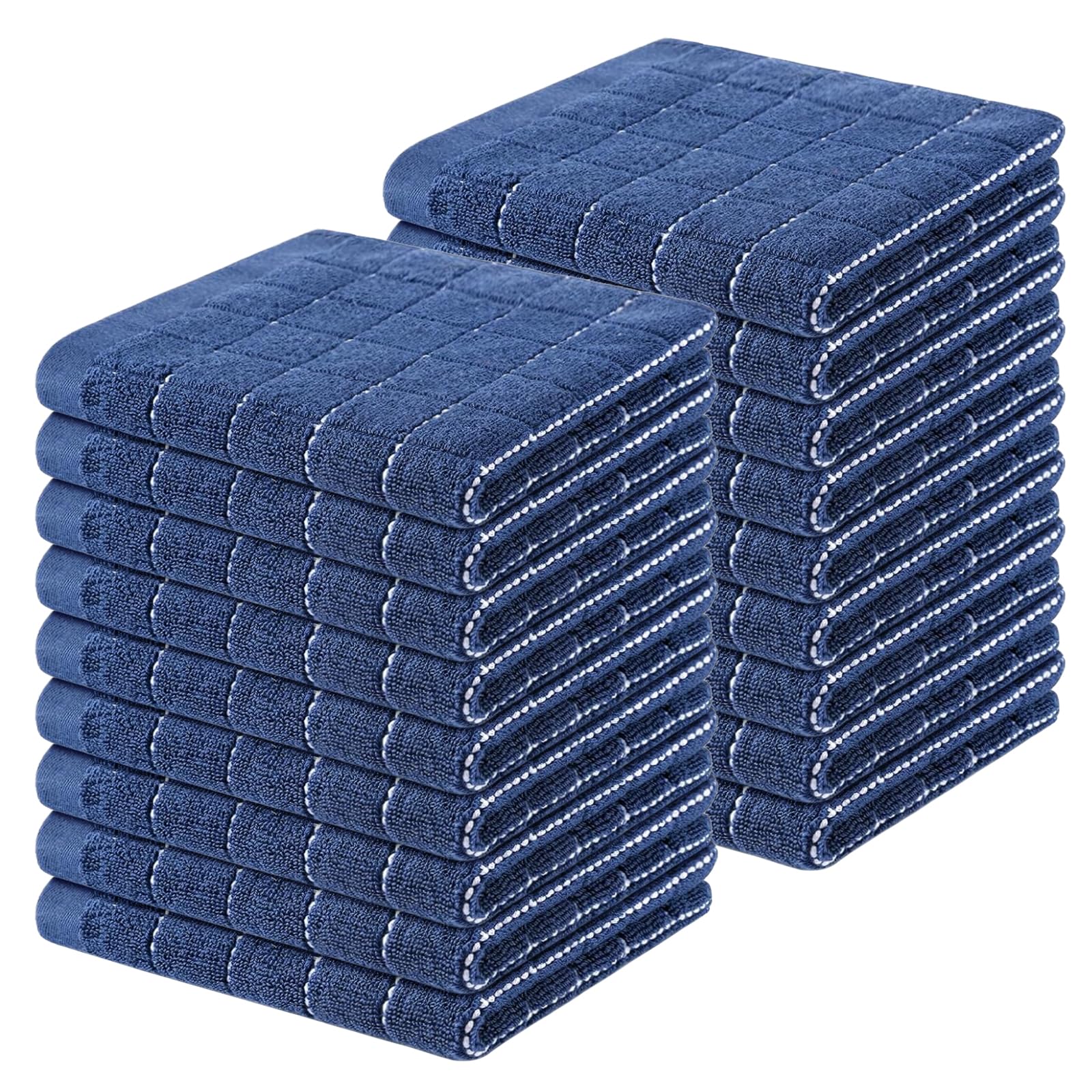Homaxy 100% Cotton Terry Kitchen Dish Cloths, Ultra Soft and Absorbent Dish Towels for Kitchen, Suitable for Drying and Washing Dishes, 18 Pack, 12 x 12 Inches, Navy Blue Image