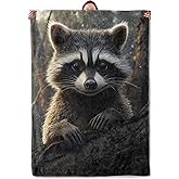 Mounidso Cute Raccoon Flannel Blanket - Soft, Warm & Lightweight for Home, Travel & Decor - 50" x 60"