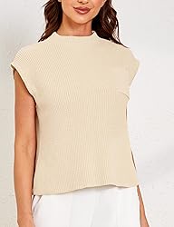 Himosyber Women's Solid Sleeveless Vest Mock Neck