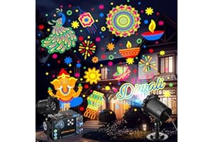 Lingvee Happy Diwali Projector Lights Outdoor Festival LED Projector Decorations Elephant Sun on Dynamic Waterproof Outdoor Indoor Diwali Festival Projection for Landscape Garden Yard Patio Party