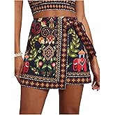 MAKEMECHIC Women's Summer Boho Wrap Mini Skirt Beach Vacation Short Skirts