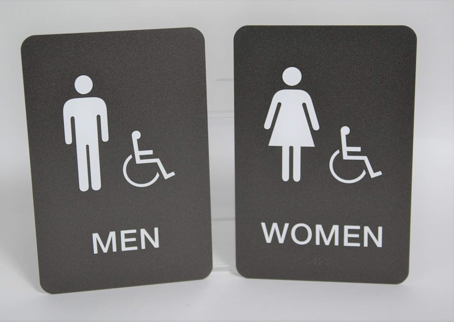 Men & Women ADA Restroom (Bathroom) Modern Chic Sign w/Braille - Graphite/White