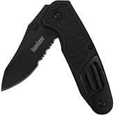 Kershaw Funxion EMT Pocket Knife, Black | 3 Inch Steel Drop Point Partially Serrated Blade, Assisted Opening, Deep-Carry Clip, For Men and Women
