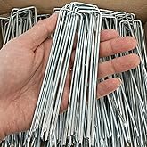 100 Pcs 6 inch Garden Landscape Staples Galvanized Pins Lawn Stakes for Weed Barrier Ground Cover,U-Type Heavy Duty (100 Pcs 