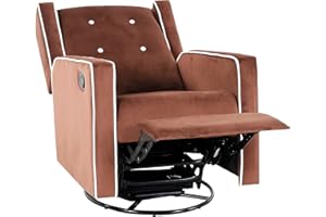 NAOMI HOME Bond with Your Baby, Relax in Style with Odelia 360° Swivel Glider Rocker Recliner, Nursery Breastfeeding Maternity Chair with Plush Cushioning, Soothing Rocking Motion, Microfiber Fabric - Chocolate