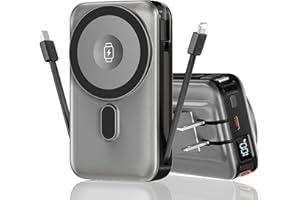 Magnetic Wireless Portable Charger for iPhone, 17000mAh 35W Wireless Power Bank with Wall Plug Built-in Cables, 6-in-1 Batter