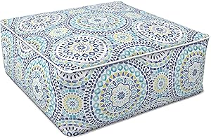 LVTXIII Indoor/Outdoor Inflatable Ottoman, 23 x 23 x 9 Inch Square Ottoman, All Weather Foot Rest Stool, Portable Footrest for Patio, Garden, Camping and Home - Delancey Lagoon