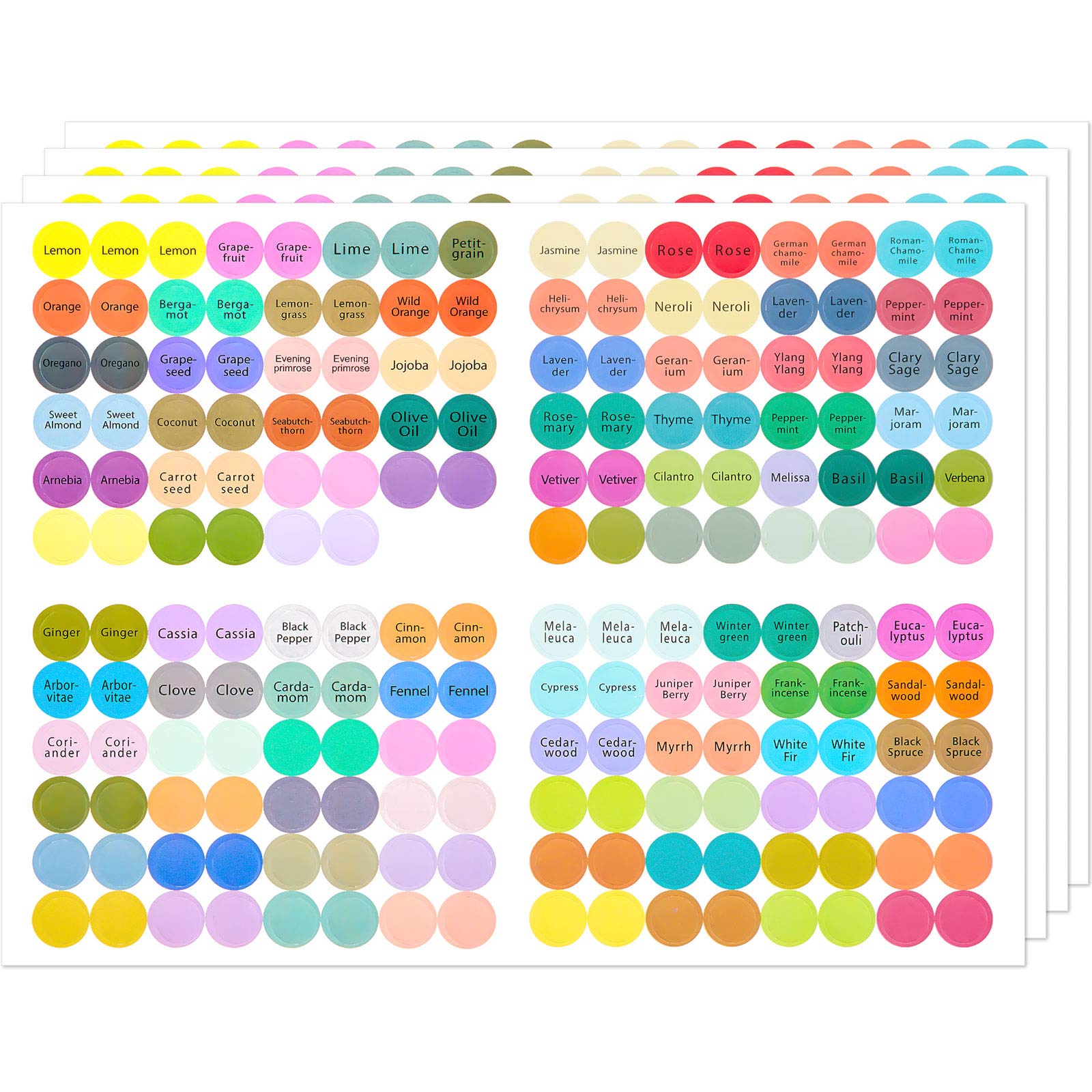 Photo 1 of 10 Sheets 1920 Pcs Essential Oils Labels Bottle Cap Lid Stickers for Rollerballs Bottles and Organizing Proof Labels Waterproof Cap Stickers for Essential Oil Bottle