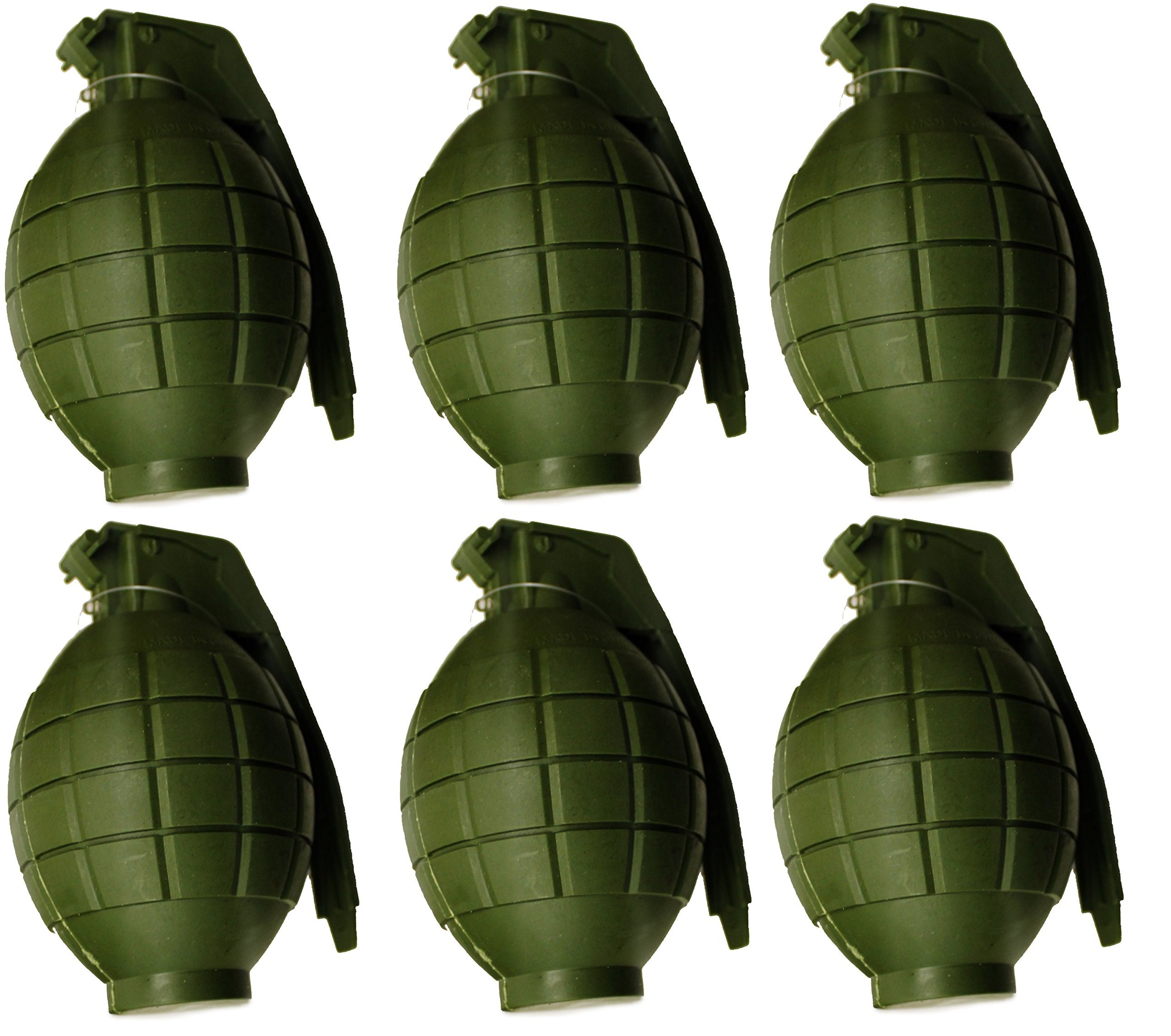 Toyland Pack of 6 Kids Army Toy GREEN Hand Grenades - With Flashing Light & sound - Role Play