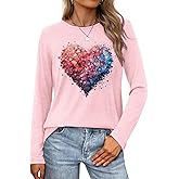 Zylkor Valentine Shirt for Women Cute Love Heart Long Sleeve Casual Tee Tops
