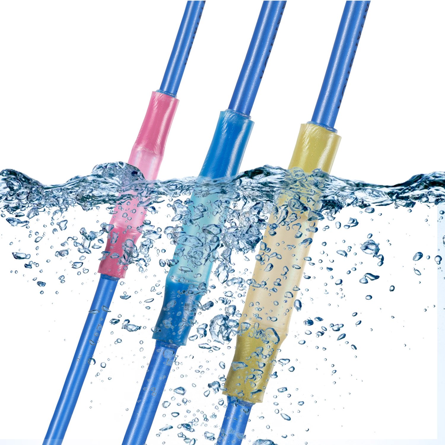 Kuject 200Pcs Heat Shrink Butt Connectors 16-14 AWG, Crimp Electrical Wire Connectors, Insulated Waterproof Butt Splice Terminal for Automotive, Marine, Audio