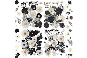 LUCISKY 94 Pcs Black Pressed Dried Flowers for Resin Molds, Real Natural Flowers Leave for DIY Crafts, Jewelry, Candle, Soap Making Gifts