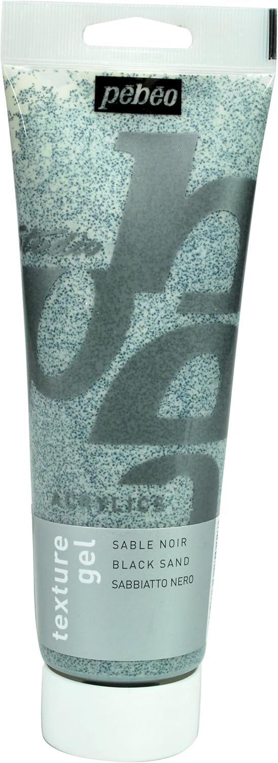 Pebeo 250 ml Studio Acrylics Auxiliaries Sand Texture Gel Tube, Black, 525022, 250 ml (Pack of 1)