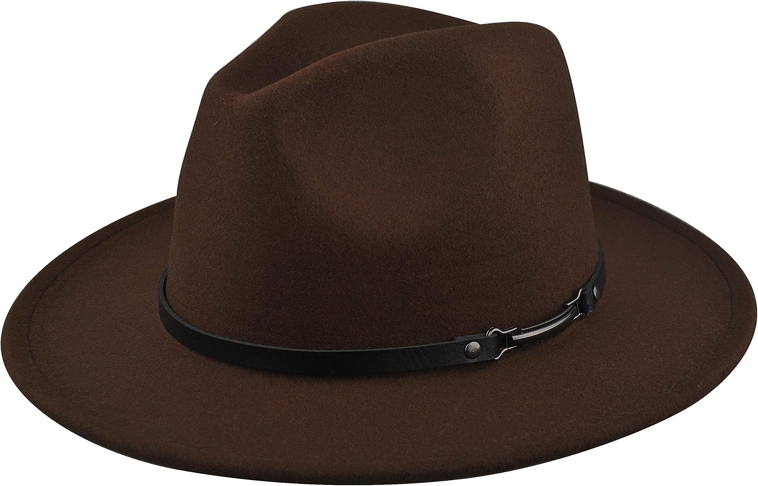 Fedora Hats with Belt Buckle Unisex Wide Brim Cotton Panama Trilby Hat