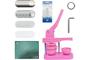 Button Maker Machine 58mm (2.25 inch), Installation-Free DIY Pin Maker with 100 Pcs Button Parts(Pink)