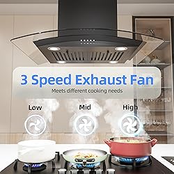 FIREGAS Black Island Mount Range Hood 30 inch with