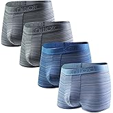 KNITLORD Striped Men's Boxer Briefs Breathable ComfortSoft Underwear Viscose Made from Bamboo Short Leg Trunks 3 or 4 Pack