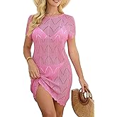 Falechay Swimsuit Coverup for Women Crochet Summer Bathing Suit Bikini Cover Up Mesh Knit Beach Dress Vacation Outfits