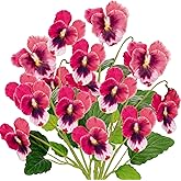 GnFlus Pink Artificial Flowers 3 Pack Pansy Flowers Artificial Silk Flowers 18" Realistic Fake Flowers for Decoration Indoor Faux Flowers for Vase Home Wedding Flower Bouquet Table Centerpiece Decor