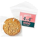 4" X 4" Self Sealing Cellophane Bags (1000 Pack) - Clear Cookie Bags With Seal for Baked Goods Packaging, Cookie Wrappers, Bakery Packaging, Bake Sale, Candy, Treats, Goodies, Gifts, Party Favors
