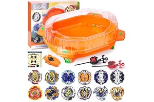 COCOFOX Bey Burst Blade Set, 12 Battling Tops 3 Launcher and 1 Stadium, Toys for 6 Year Old Boys & Girls & Up (Amazon Exclusive) Orange