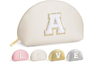 YOOLIFE Birthday Gifts for Teen Girls, Initial Makeup Bag Toiletry Bag Cosmetic Bags for Women, Big Sister Gifts for Girls Personalized Gifts Girlfriend Gifts Wife Gifts Bridal Shower Gifts (White A)