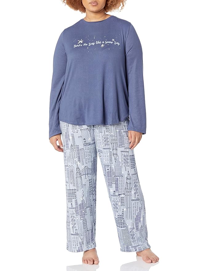Buy HUE Women's Cozy Long Sleeve Top and Pant 2 Piece Pajama Set at