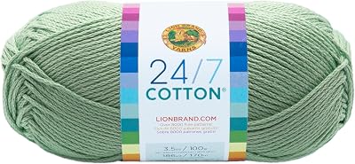 Lion Brand Yarn Cotton Yarn 100 Percent Mercerized Cotton Mint 186 yd Worsted