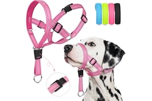 Weesiber No-Pull Dog Head Halter - Adjustable Dog Muzzle Leash, Padded Head Collar for Dogs to Prevent Heavy Pulling On The Leash(Pink,M)